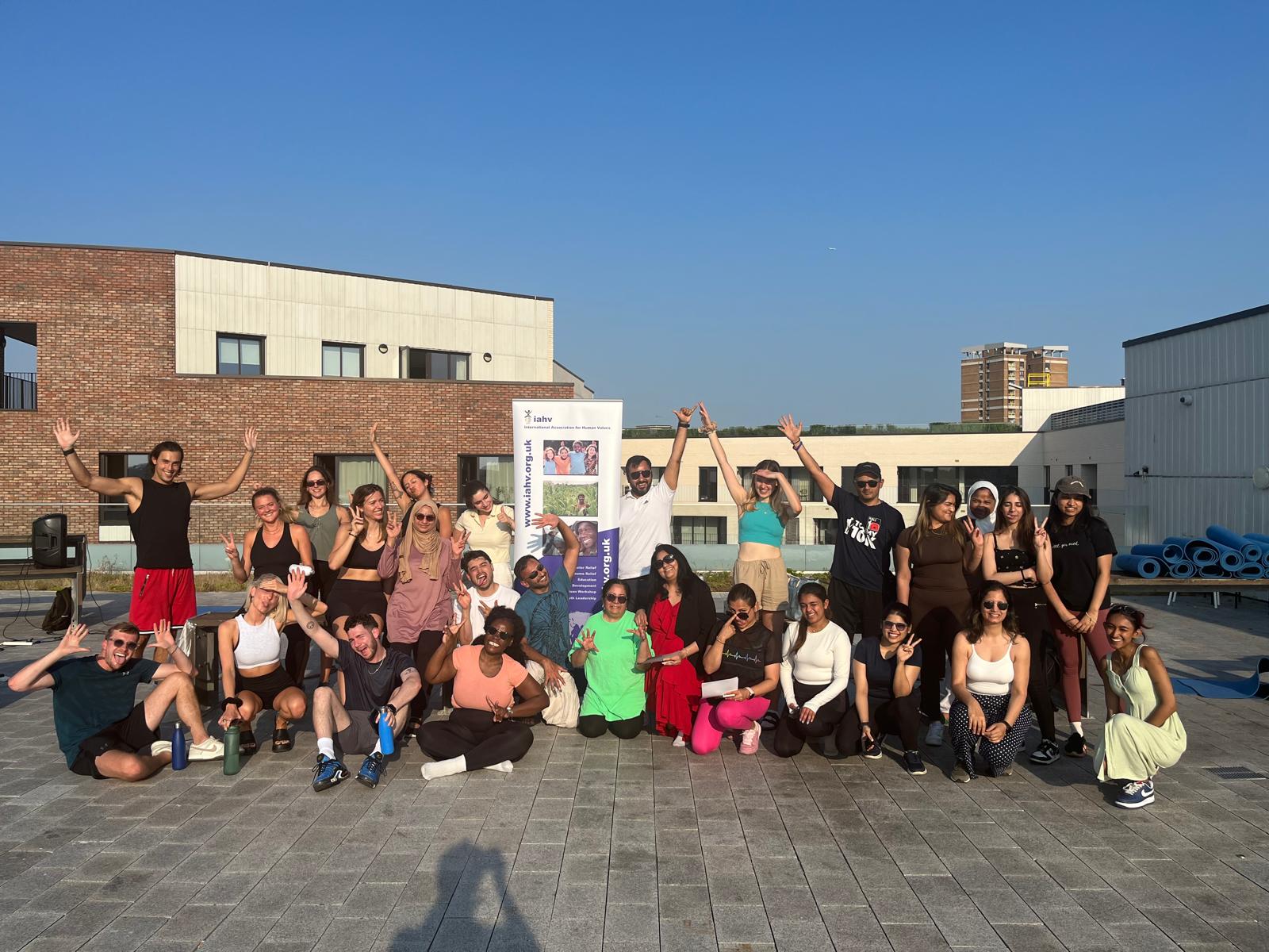 Rooftop yoga session at the IAHV London Centre